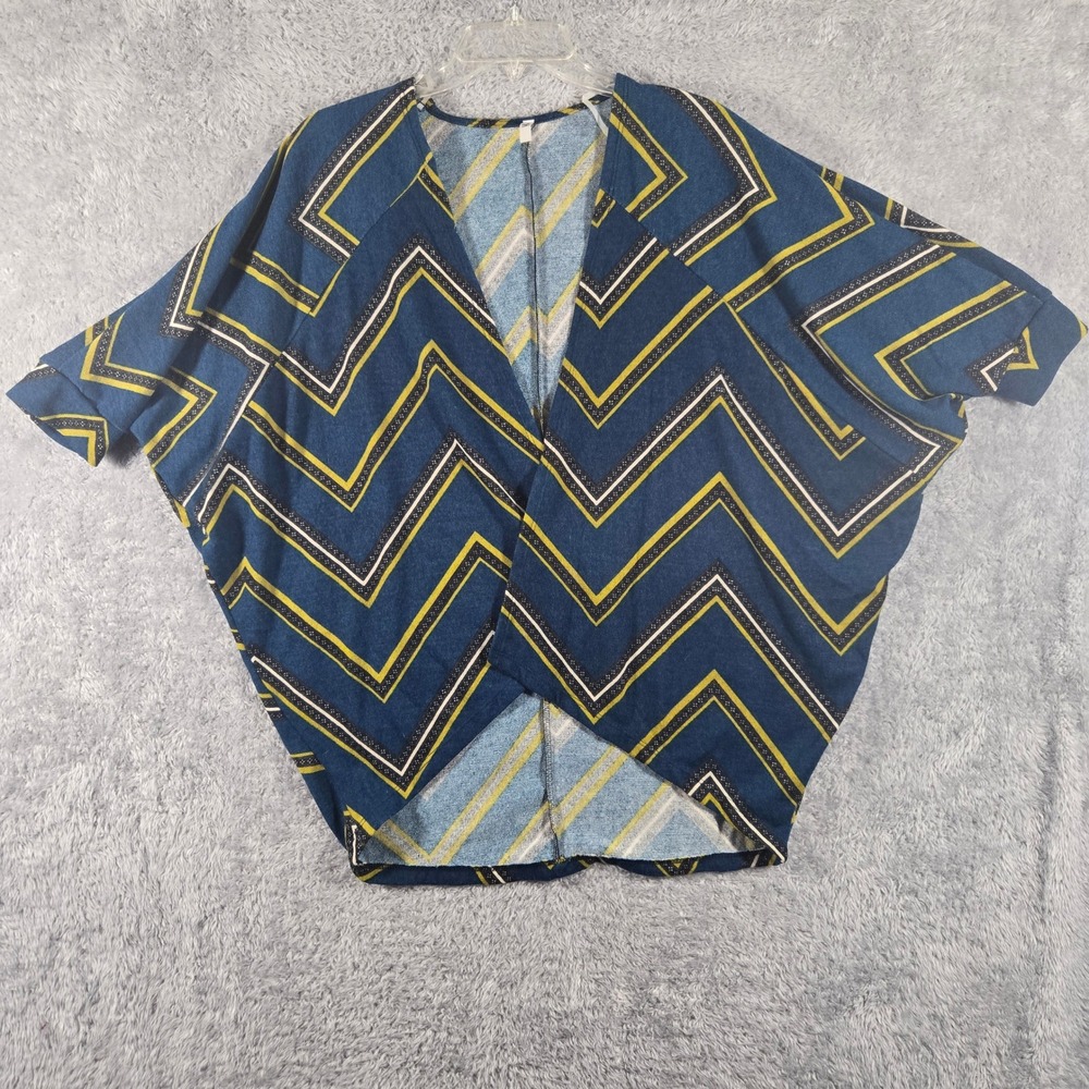 Mitto Womens Blue Yellow Chevron Dolman Sleeve Tulip Front Knit Open Top T5505D